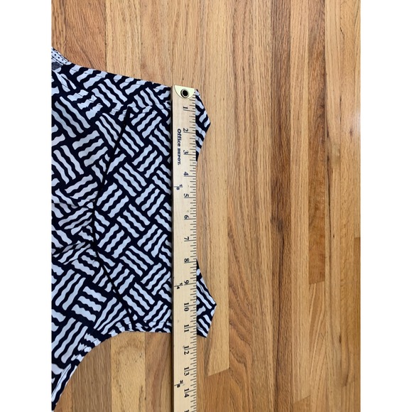 Maeve Anthropologie Navy White Geometric Button Front Tank Top Blouse Size 2 - Picture 6 of 8